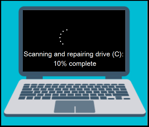 scanning and repairing drive stuck at 10